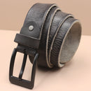 Korean Style Personality Top Layer Leather Pin Buckle Black Buttons Men's Leather Belt - LuxSable