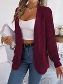 Women Casual Pocket Long Sleeve Knit Cardigan Sweater - LuxSable