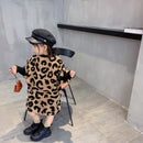 Autumn Winter New Arrival Girls Long Sleeve Leopard T Shirt Kids Warm Cashmere Long Style Tops - LuxSable