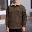 Men's Long Sleeve Lapel Corduroy Fleece-lined Jacket - LuxSable