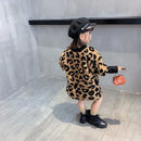 Autumn Winter New Arrival Girls Long Sleeve Leopard T Shirt Kids Warm Cashmere Long Style Tops - LuxSable