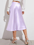 High-waist Satin Midi Skirt Spring Summer Women - LuxSable