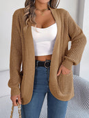 Women Casual Pocket Long Sleeve Knit Cardigan Sweater - LuxSable
