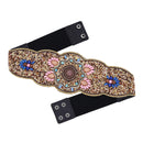 Beaded And Pressed Imitation Turquoise Elastic Waistband For Clothing Belt - LuxSable