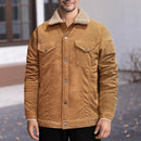 Men's Long Sleeve Lapel Corduroy Fleece-lined Jacket - LuxSable