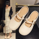 Temperament Wild Square Buckle Toe Cap Semi Slipper Soft Bottom Internet-famous Outdoors Slip-on - LuxSable
