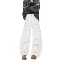 White Dirty Graffiti Machete Jeans For Women - LuxSable