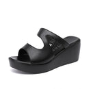 Thick Bottom Waterproof Platform Mesh Patchwork Easy Matching Wedge Sandals - LuxSable