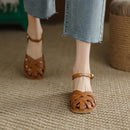 Female Flat Simplicity Word Strap Closed Toe Sandals - LuxSable