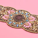 Beaded And Pressed Imitation Turquoise Elastic Waistband For Clothing Belt - LuxSable