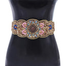 Beaded And Pressed Imitation Turquoise Elastic Waistband For Clothing Belt - LuxSable