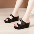 Thick Bottom Waterproof Platform Mesh Patchwork Easy Matching Wedge Sandals - LuxSable