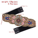 Beaded And Pressed Imitation Turquoise Elastic Waistband For Clothing Belt - LuxSable