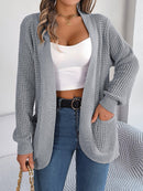 Women Casual Pocket Long Sleeve Knit Cardigan Sweater - LuxSable