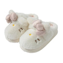 Instagram-Style Fluffy Cotton Slippers With Cat Bow Design