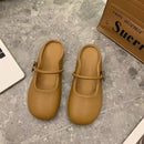 Temperament Wild Square Buckle Toe Cap Semi Slipper Soft Bottom Internet-famous Outdoors Slip-on - LuxSable