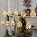 10PCS LED Christmas Curtain Lamp Fairy Snowman Wishing Ball Lamp String Christmas Window Decoration Christmas Light Room - LuxSable