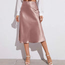 High-waist Satin Midi Skirt Spring Summer Women - LuxSable