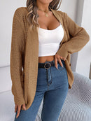 Women Casual Pocket Long Sleeve Knit Cardigan Sweater - LuxSable