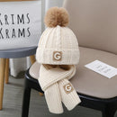 Children's Hat Set Scarf Two-piece Boys' Knitted Fleece-lined - LuxSable