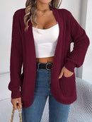 Women Casual Pocket Long Sleeve Knit Cardigan Sweater - LuxSable