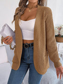 Women Casual Pocket Long Sleeve Knit Cardigan Sweater - LuxSable