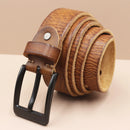 Korean Style Personality Top Layer Leather Pin Buckle Black Buttons Men's Leather Belt - LuxSable