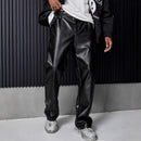 Straight-leg Casual Retro High-street PU Leather Pants From Europe And The US - LuxSable