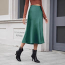 High-waist Satin Midi Skirt Spring Summer Women - LuxSable