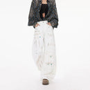 White Dirty Graffiti Machete Jeans For Women - LuxSable