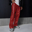 Straight-leg Casual Retro High-street PU Leather Pants From Europe And The US - LuxSable