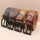 Korean Style Personality Top Layer Leather Pin Buckle Black Buttons Men's Leather Belt - LuxSable