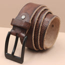 Korean Style Personality Top Layer Leather Pin Buckle Black Buttons Men's Leather Belt - LuxSable