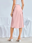 High-waist Satin Midi Skirt Spring Summer Women - LuxSable