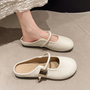 Temperament Wild Square Buckle Toe Cap Semi Slipper Soft Bottom Internet-famous Outdoors Slip-on - LuxSable