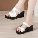 Thick Bottom Waterproof Platform Mesh Patchwork Easy Matching Wedge Sandals - LuxSable