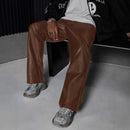 Straight-leg Casual Retro High-street PU Leather Pants From Europe And The US - LuxSable